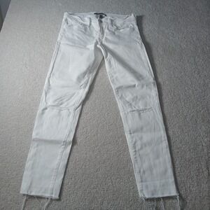 FLYING MONKEY White Destructed Raw Hem Crop Low Rise Jeans Size 28